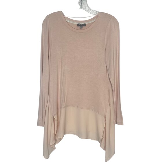 Neiman Marcus Shirt Womens Small Blush Pink Long Sleeve Asymmetrical Hem - Picture 1 of 7